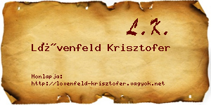 Lövenfeld Krisztofer névjegykártya